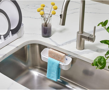 iDesign Recycled Plastic Double Suction Sink Caddy, White