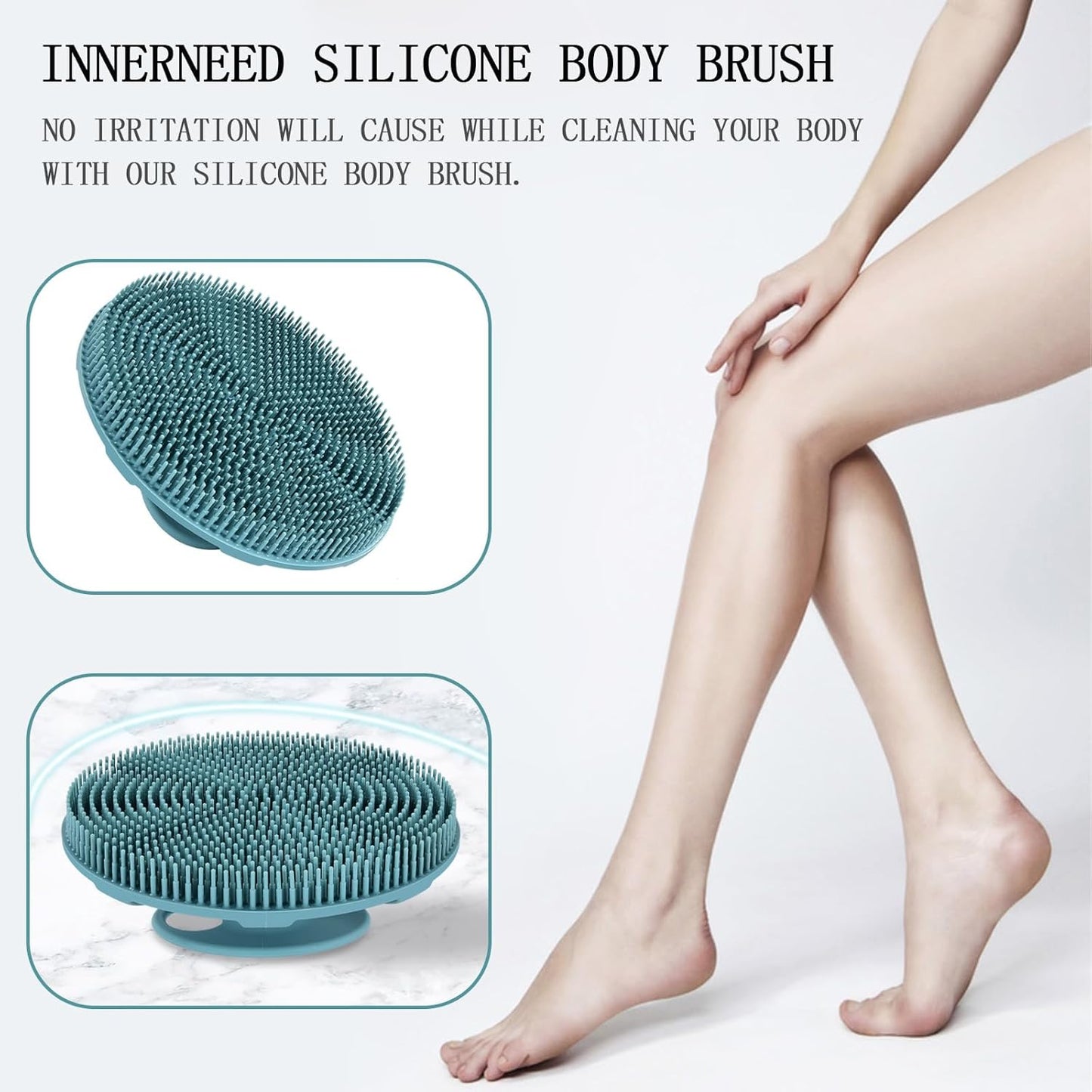INNERNEED Food-Grade Soft Silicone Body Scrubber Shower Brush Handheld Cleansing Skin Brush, Gentle Exfoliating and Lather Well (Black)