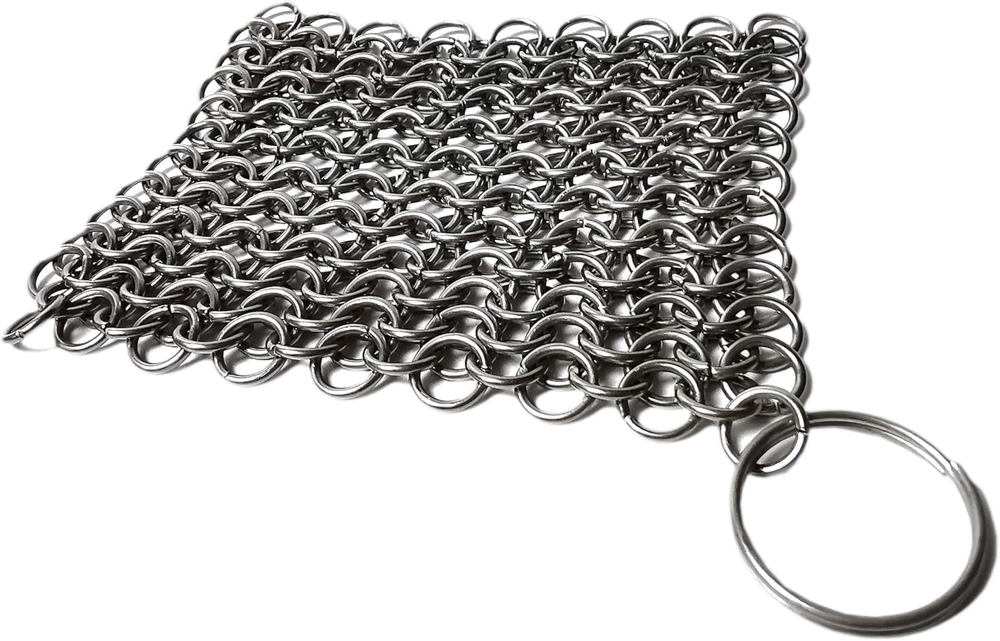 Chainmail Scrubber Cleaner 7.8" x 7.8" Premium 316L Stainless Steel Scrubber for Cast iron Pots,Pan, BBQ Grill, Wok and All Kitchenware Items - Stainless Steel