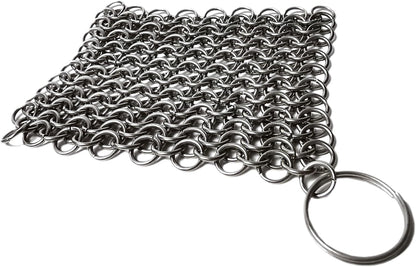 Chainmail Scrubber Cleaner 7.8" x 7.8" Premium 316L Stainless Steel Scrubber for Cast iron Pots,Pan, BBQ Grill, Wok and All Kitchenware Items - Stainless Steel
