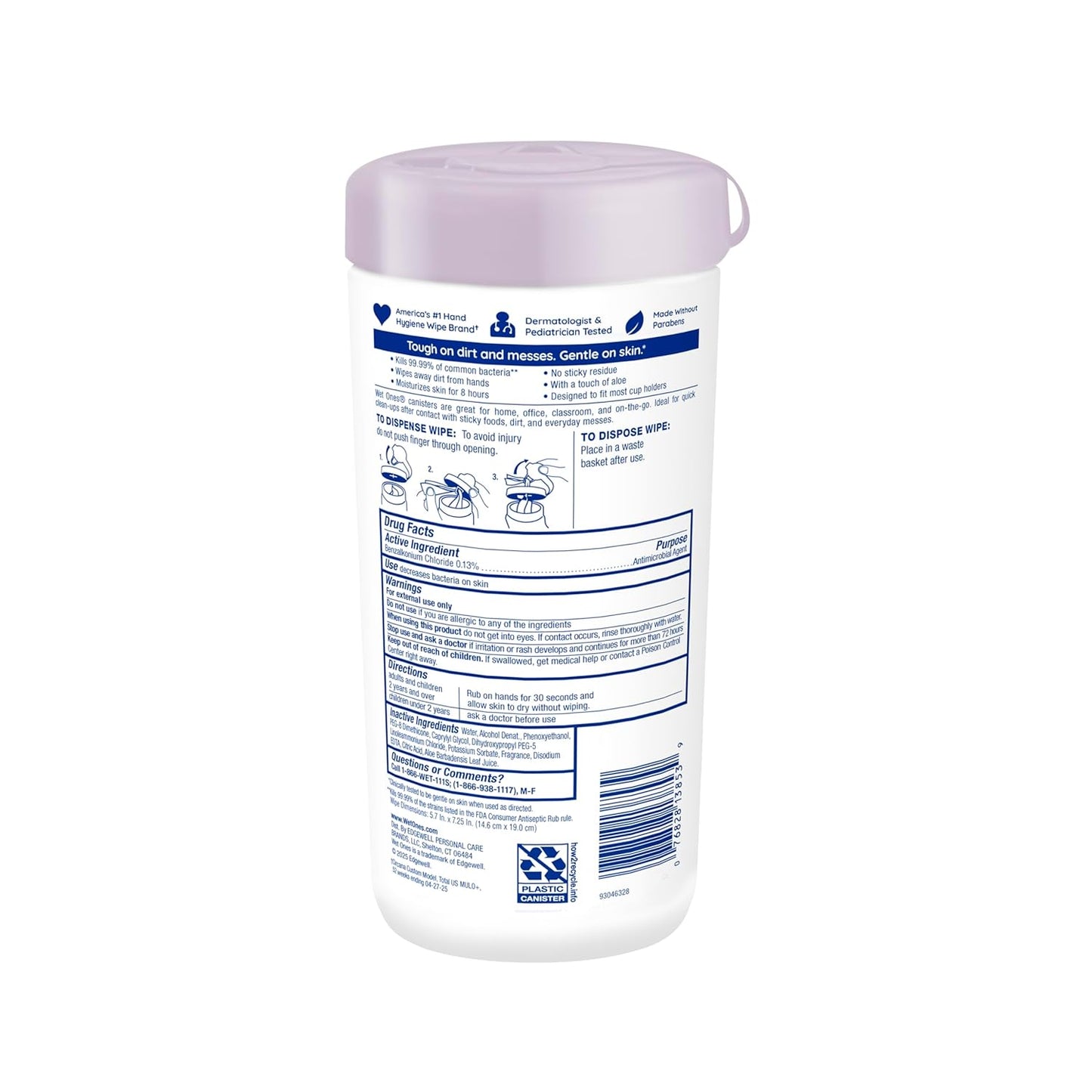 Wet Ones Antibacterial Hand Wipes, Lavender Wipes | Antibacterial Wipes, Moisturizing Wipes | 40 ct. Canister