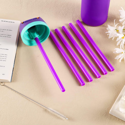 6pcs Replacement Straws for Owala Freesip 24/32oz, Reusable Plastic Straws with Cleaning Brush Tumbler Accessories Parts for Owala Flip 24/32oz Stainless Steel Insulated Water Bottle