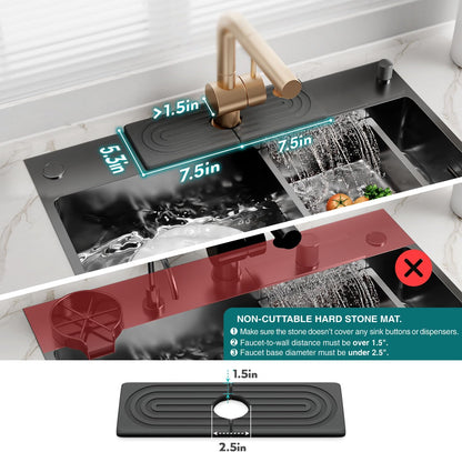Eormoe Faucet Mat for Kitchen Sink – Diatomite Stone Drying Mat & Sink Protectors, Prevent Moisture – Sink Splash Guard Water-Absorbing Stone Tray for Bathroom Counter (Light Grey, 23.6" x 3.9")