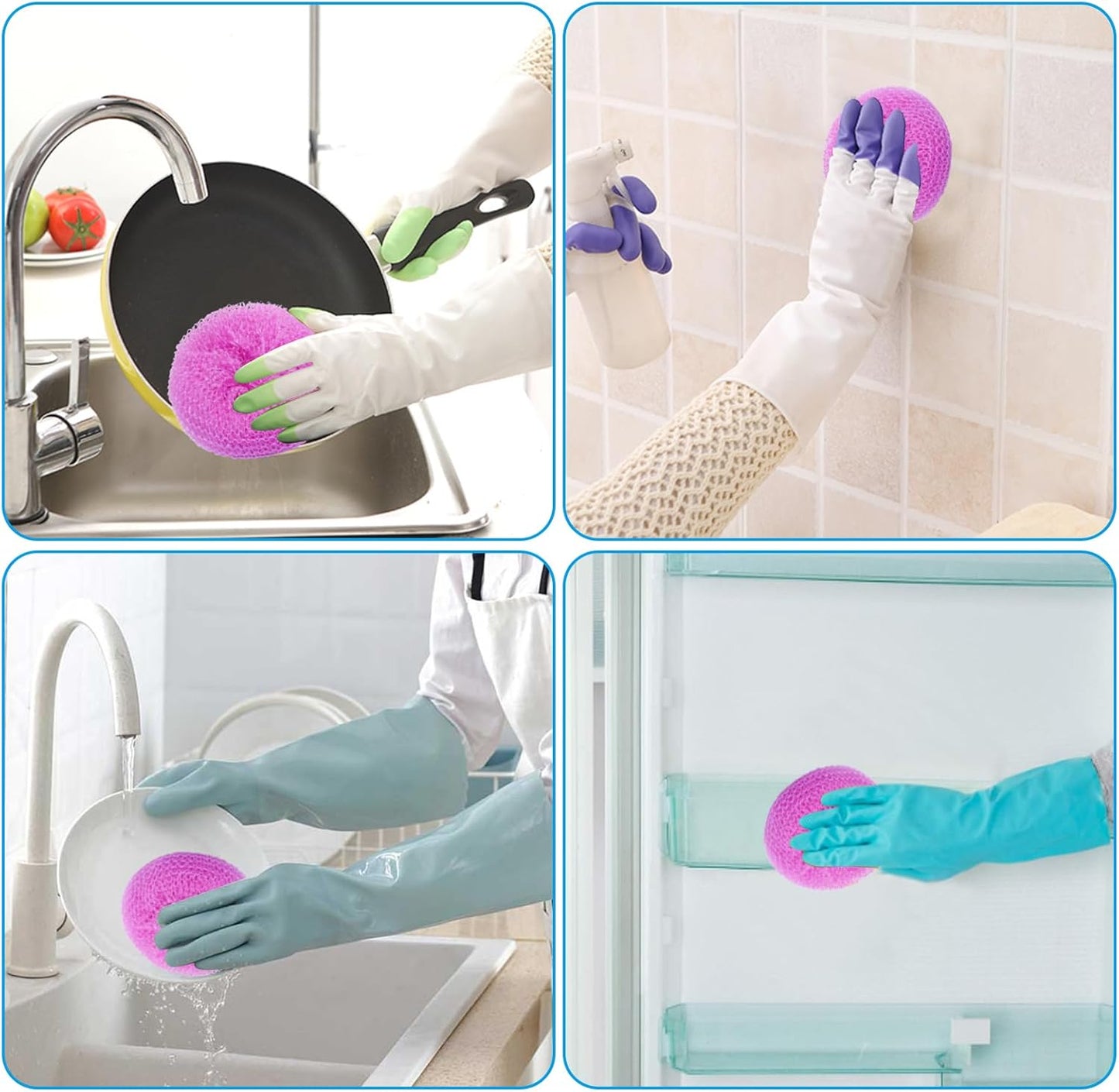 15 Pcs Plastic Dish Scrubbers, Nylon Scouring Pad Mesh Pot Scourers(Blue+Red+Green)