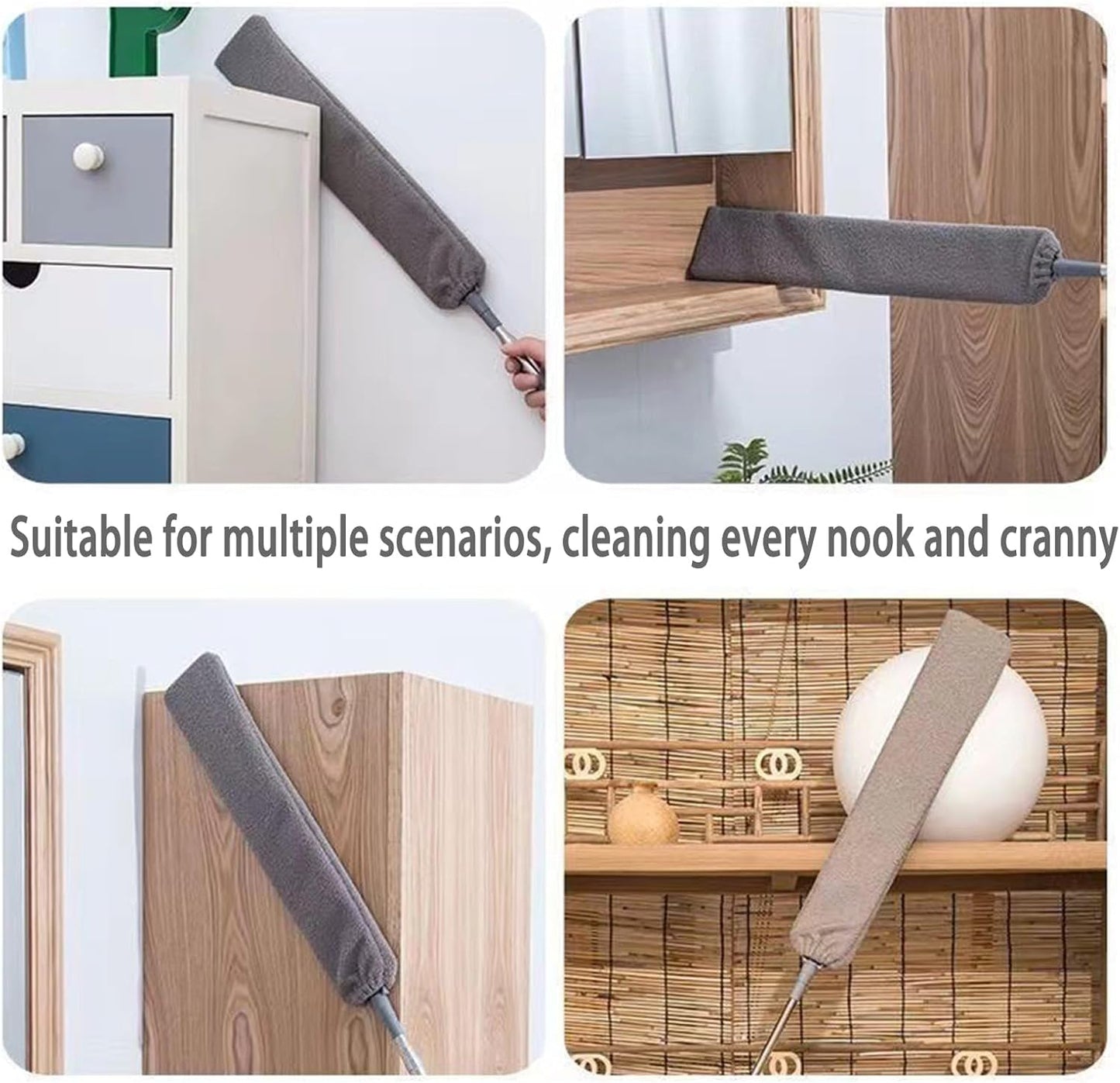 Retractable Gap Dust Cleaner Flat Duster for Under Appliances Household Cleaning Tools for Cleaning Under Appliances Furniture Couch Fridge 55.12icnh Gray