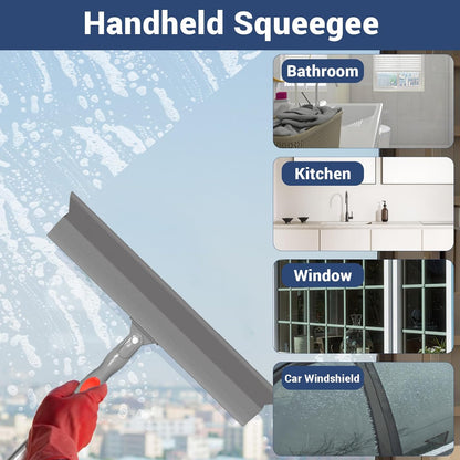 Floor Squeegee for Concrete Floor, 15.8" Large Heavy Duty Squeegee for Floor with 60" Adjustable Handle, 2-in-1 Silicone & EVA Blade for Garage,Concrete,Tile,Bathroom,Window Glass Cleaning