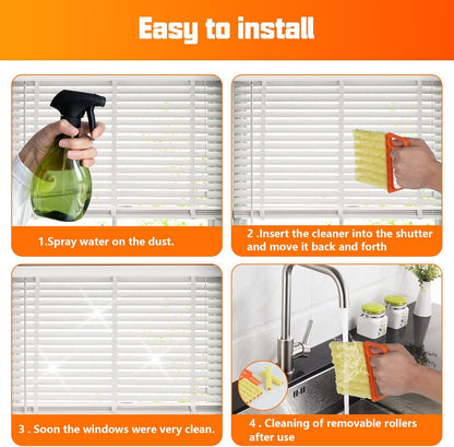 4Pcs Window Venetian Blind Cleaner Duster Tool,Feather Blind Duster for Cleaning,Washable 7 Finger Dusters Brush Dusting Cleaner Tool for Window Shutters Air Conditioner Vinyl Wood Blinds + 4 Cover