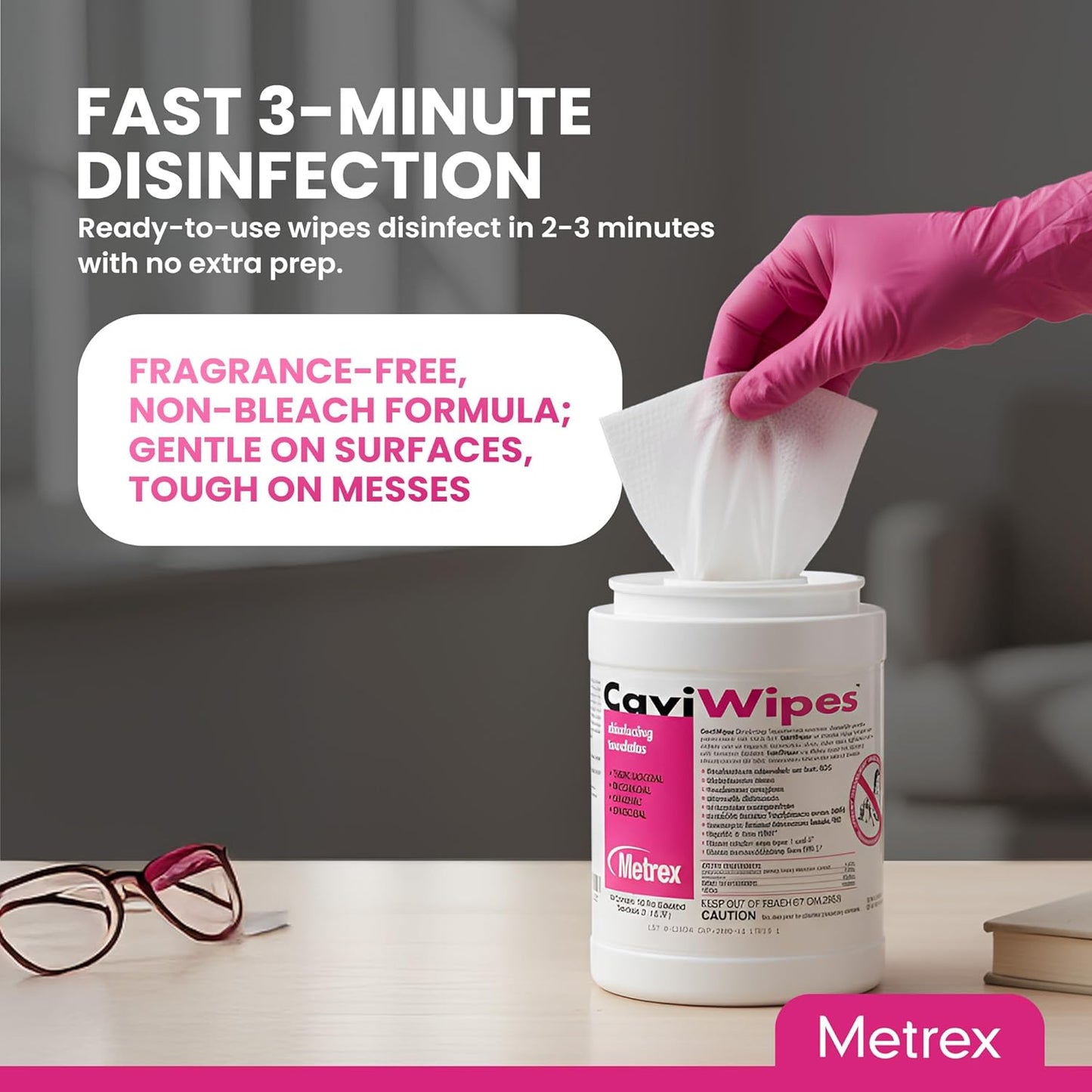 Metrex CaviWipes Disinfecting Towelettes – Durable Non-Woven Disinfecting Wipes for Hard, Non-Porous Surfaces in Healthcare & Laboratory Settings, Pre-Saturated with CaviCide – 160 Wipes