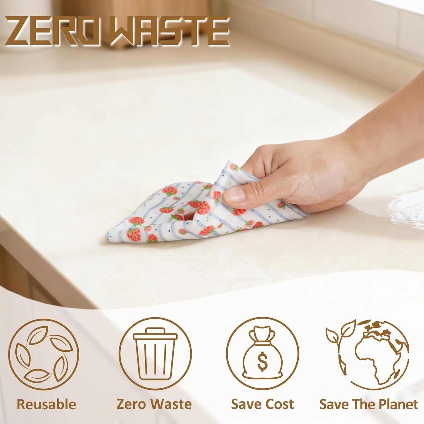 25 Pack Reusable Paper Towels, Paperless Towels Roll Washable Cotton Cloth for Kitchen Towels Zero Waste Products Alternative Paper Towels Alternative (Bohemian)