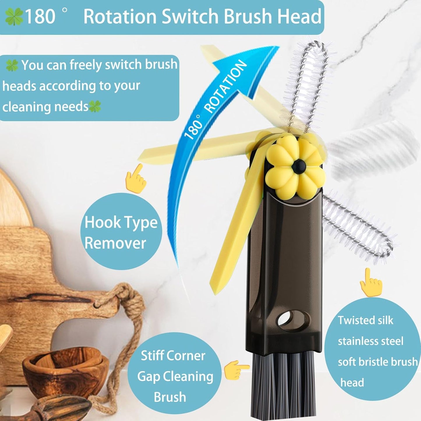 Cup Lid Gap Cleaning Brush, 3 in 1 Cup Lid Brush, Multifunctional Water Bottle Cleaning Brush, Home Kitchen Crevice Brush Tools for Tiny Cup Lid Detail, Bottle Tight Spaces Cup(3 PCS)