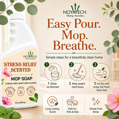 NOYATECH Scented Mop Soap – Stress Relief Aromatherapy Floor Cleaner Concentrate | Non-Toxic, Pet Safe, No Residue | Safe for Hardwood, Tile, Marble, Stone & Grout | All Mop Types | Made in USA