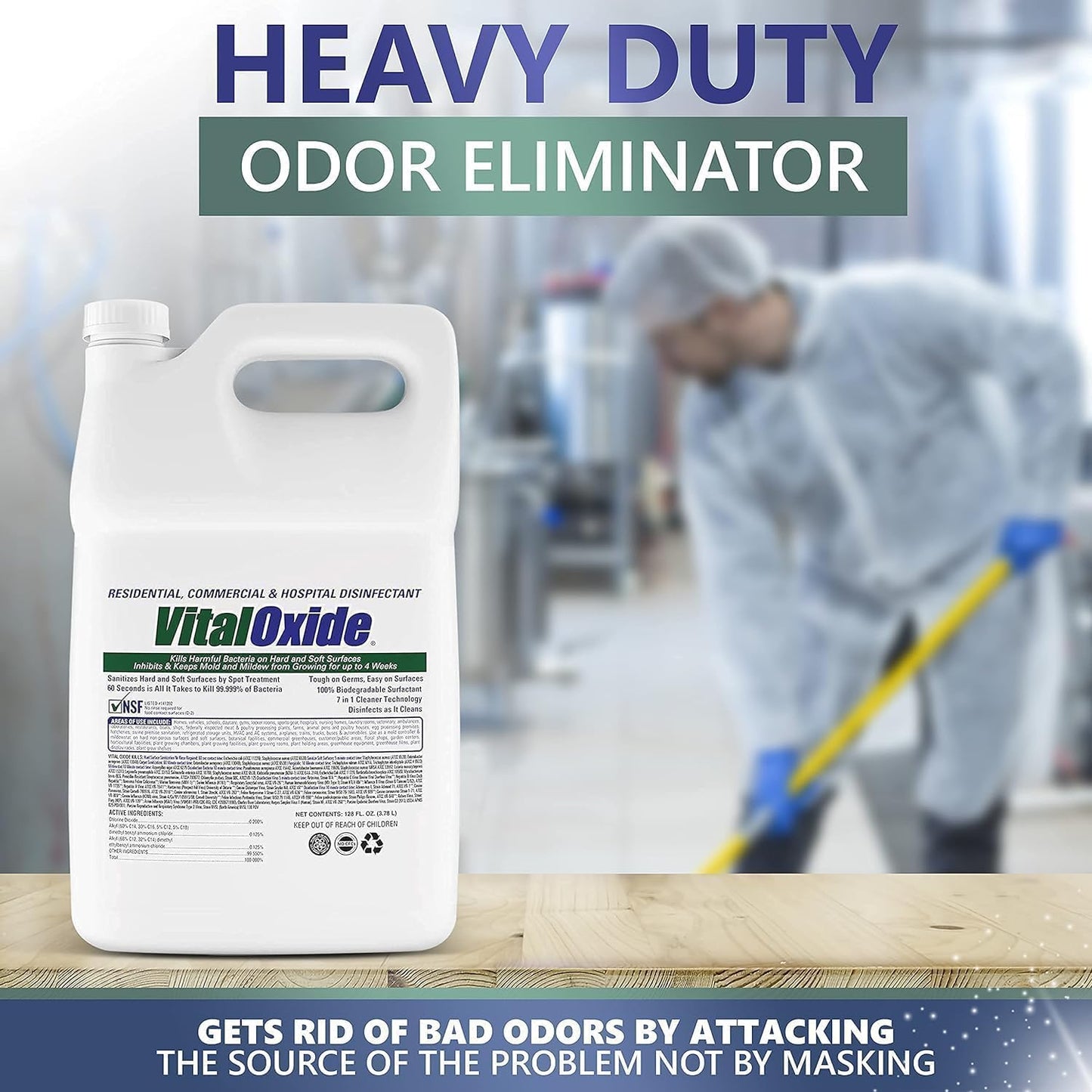 Vital Oxide Disinfectant, Deodorizer, Cleaner, Food-Contact Sanitizer, Virucide –(EPA registration #82972-1) – Kills Mold & Mildew, Eliminates Odors – 32 oz