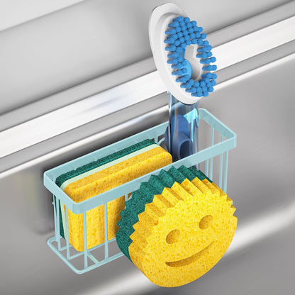 MURLONG Sponge Holder Smiley Face, Sink Caddy for kitchen Sink, Kitchen Organizer Sponge Holder with 2 PCS Suction Cups/1 PCS Adhesive Strips, Designed for Sponge, Soap, Dish brush, Scrubber-Black