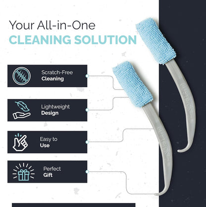Reusable Microfiber Duster & Crevice Cleaning Brush | Versatile Cleaning Tools for Blinds, Window Tracks, Shutters, Baseboards, Kitchen Gaps | Microfiber Window & Space Cleaner (Pack of 2)