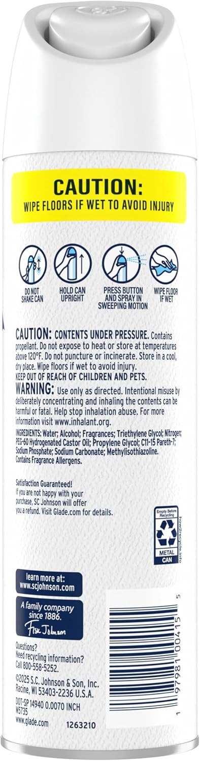 Glade Air Freshener Room Spray, Clean Linen Scent, Odor Fighting to Deliver Long Lasting Freshness, 7.3 Oz, 6 Count
