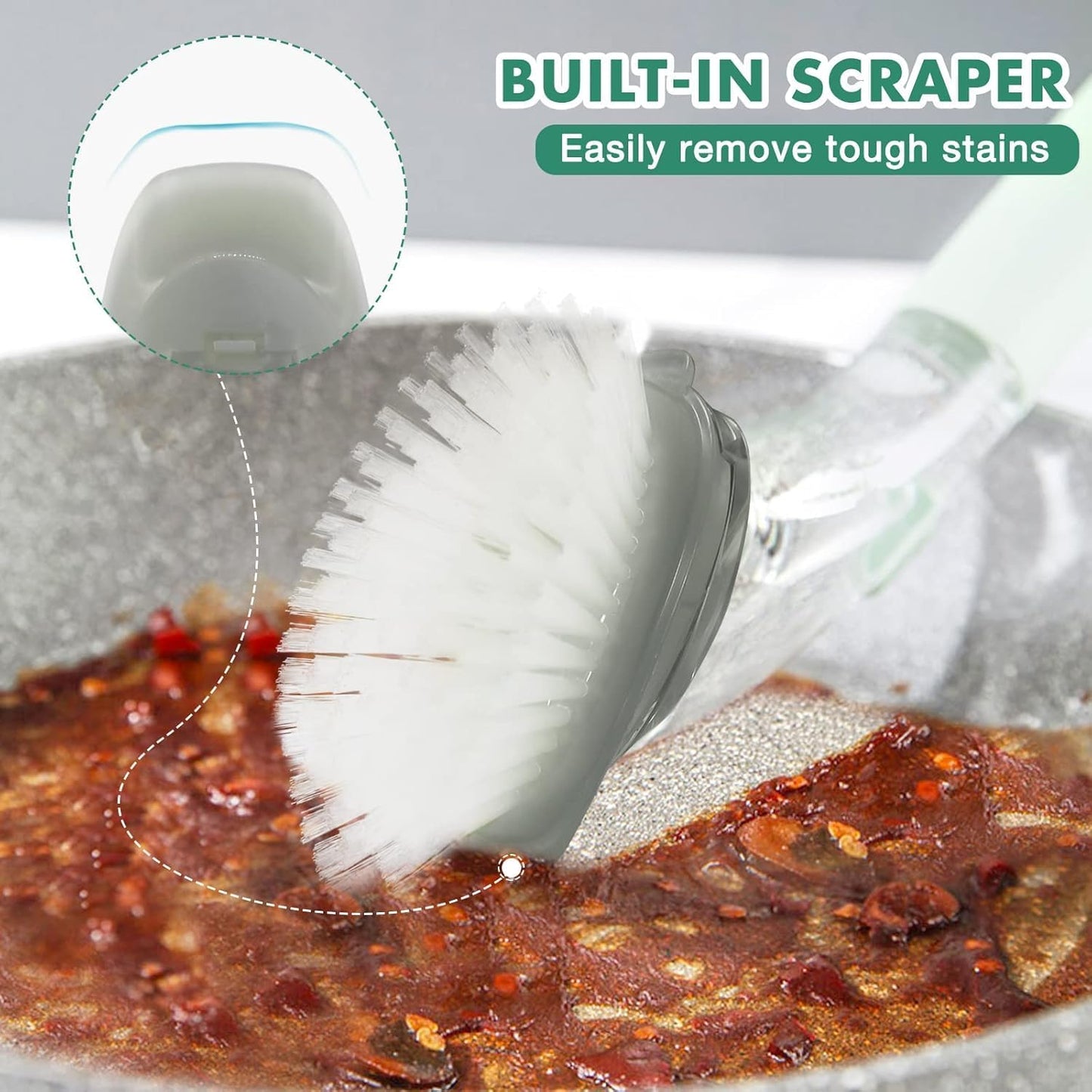 Soap Dispensing Dish Brush Refills, 8 Pack Dish Brush Replacement Head for Steel Soap Dispensing Dish Brush