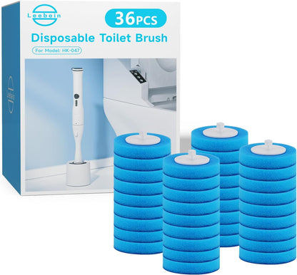 24 Wand Refills and Replaceable Brush Heads Kit for Leebein HK-047 Electric Toilet Brush, Hard Nylon Brush Head and TPU Silicone Brush Head, 24PCS Sponge Pad with Cleaner, Machine Not Included