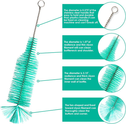 Bottle Brush - Ideal for Cleaning Narrow Neck Swing Top Glass, Brewing, Wine, Beer, Soda, Spray, Kombucha Bottles (White+1Pack)