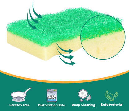 LAUNDRYLUX Scrub Sponge, Dual-Sided Temperature-Responsive Scrubber - Non-Scratch - Multipurpose Dish Sponges for Kitchens, Bathrooms, and Outdoor Use - 3 Pack