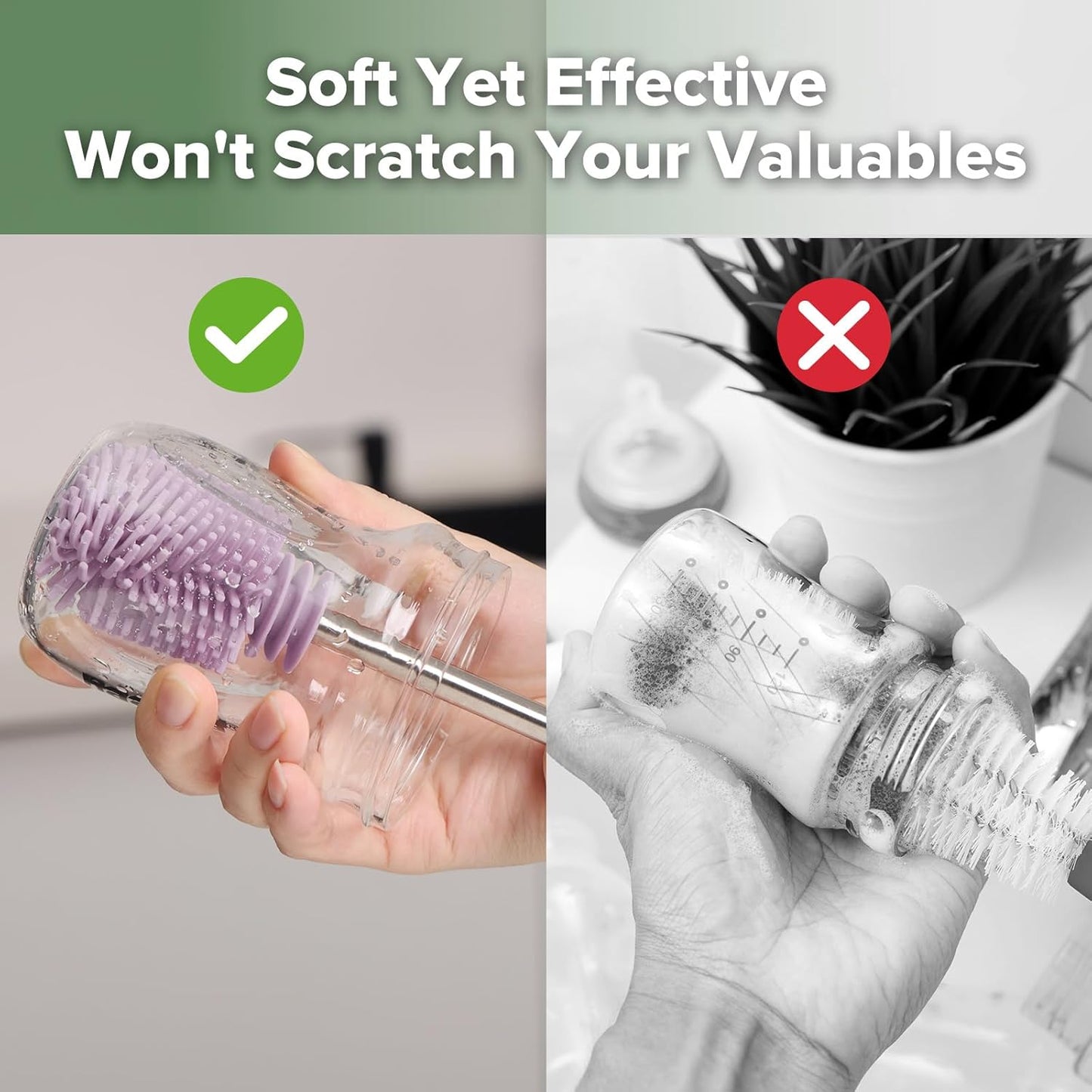 Haakaa Silicone Cleaning Brush - Baby Bottle Brush Cleaner for Breast Pump,Nipple,Breast Milk Storage Bag - Food Grade Silicone - 1 Count - Grey
