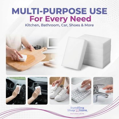 Melamine Sponge- Cleaning Pads 50 Count, High Density, Scratch Free Sponges (3.93in X 2.36in X 0.78in) for Kitchen, Bathroom, Tiles, Walls & Multi-Surface Cleaning