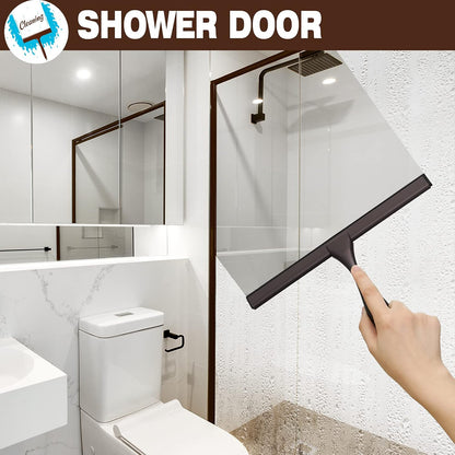 NETANY Shower Squeegee, 14-Inch Matte Black Squeegee, All-Purpose Stainless Steel Squeegee for Bathroom, Shower Doors, Mirrors, Tiles and Car Windows - 100% Streak Free
