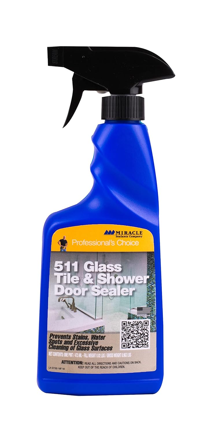 Miracle Sealants 511 Glass Tile & Shower Door Sealer Glass Surface Cleaner Spray, 16 oz