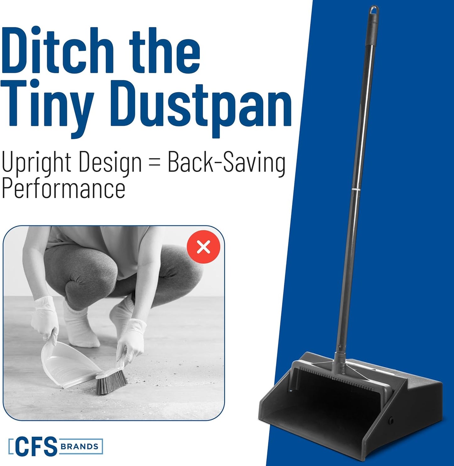 Carlisle FoodService Products Duo-Pan Upright Dust Pan and Broom Set, Essential Cleaning Tools for Home and Commercial Use, 36" Handle, 1 Count, Black