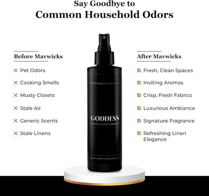 Mavwicks Fragrances - (Luxe) Linen & Room Spray (8oz) – Bedroom & Home Fragrance Mist, Long-Lasting Freshness To Brighten Up Your Space, Fabric & Air Freshener, Aromatherapy Scent Spray
