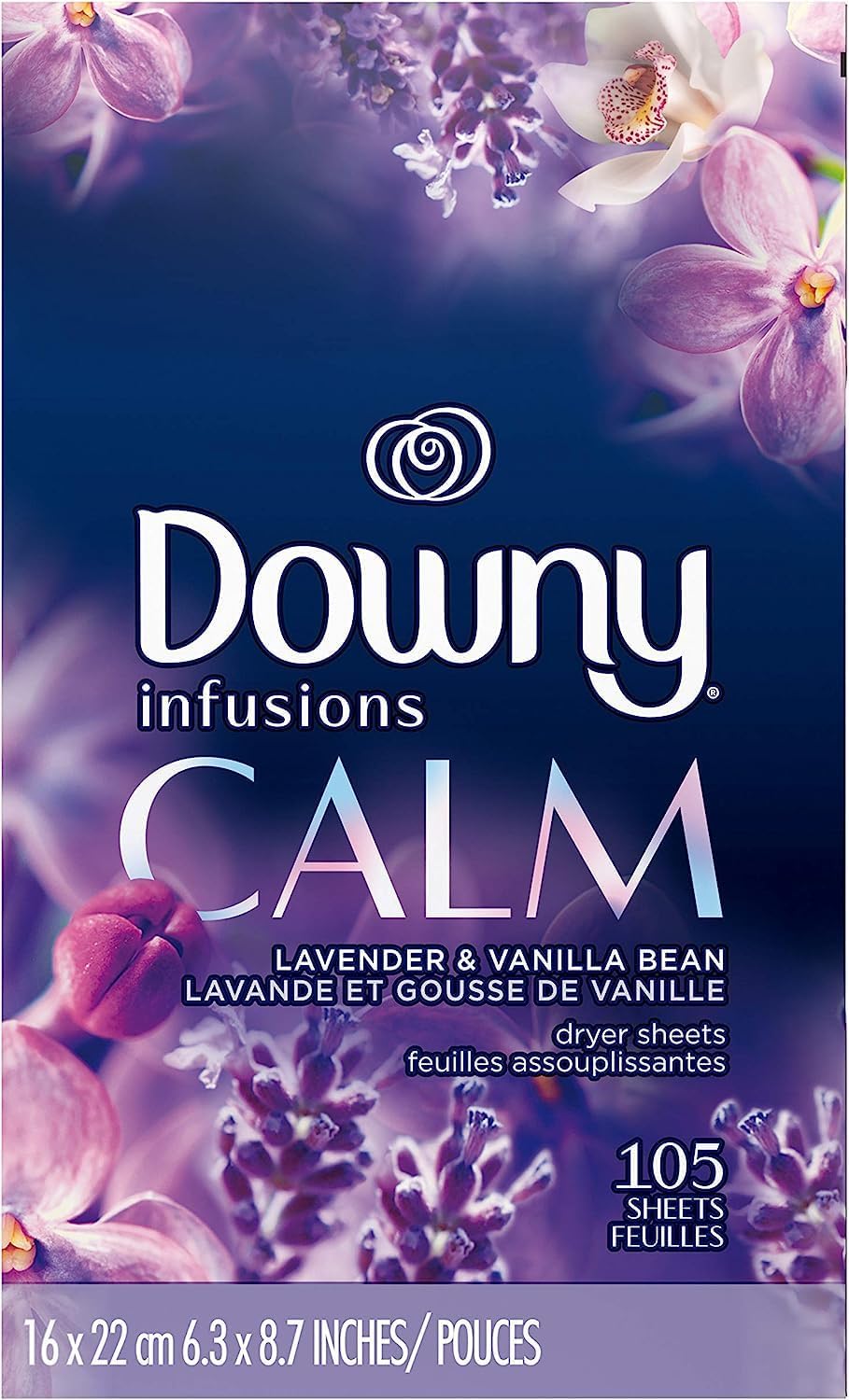 Downy Calm Mega Dryer Sheets, Large Fabric Softener Sheets for Laundry , Static Guard & Softness Boost, Laundry Dryer and Fabric Sheets, 180 Count