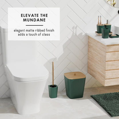 Clara Clark Bathroom Set - Sage Green Bathroom Accessories Set, 6PC Bathroom Accessory Set, Bathroom Sets with Toilet Brush, Trash Can & Soap Dispenser