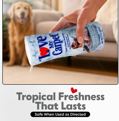 6 Love My Carpet | Carpet Deodorizer & Freshener Powder | 17 oz Pet Odor Eliminator for Strong Odor & Pet Urine | FRESH LINEN | Safe for Homes with Pets