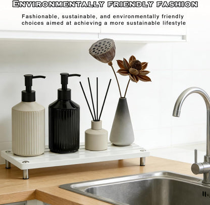 Instant Dry Sink Tray, Anti-Slip Stone Sink Caddy, Durable Kitchen Sink Organizer, Quick Dry Water Absorbing Stone Tray for Bathroom Counter, Stone Soap Tray -Dark Gray