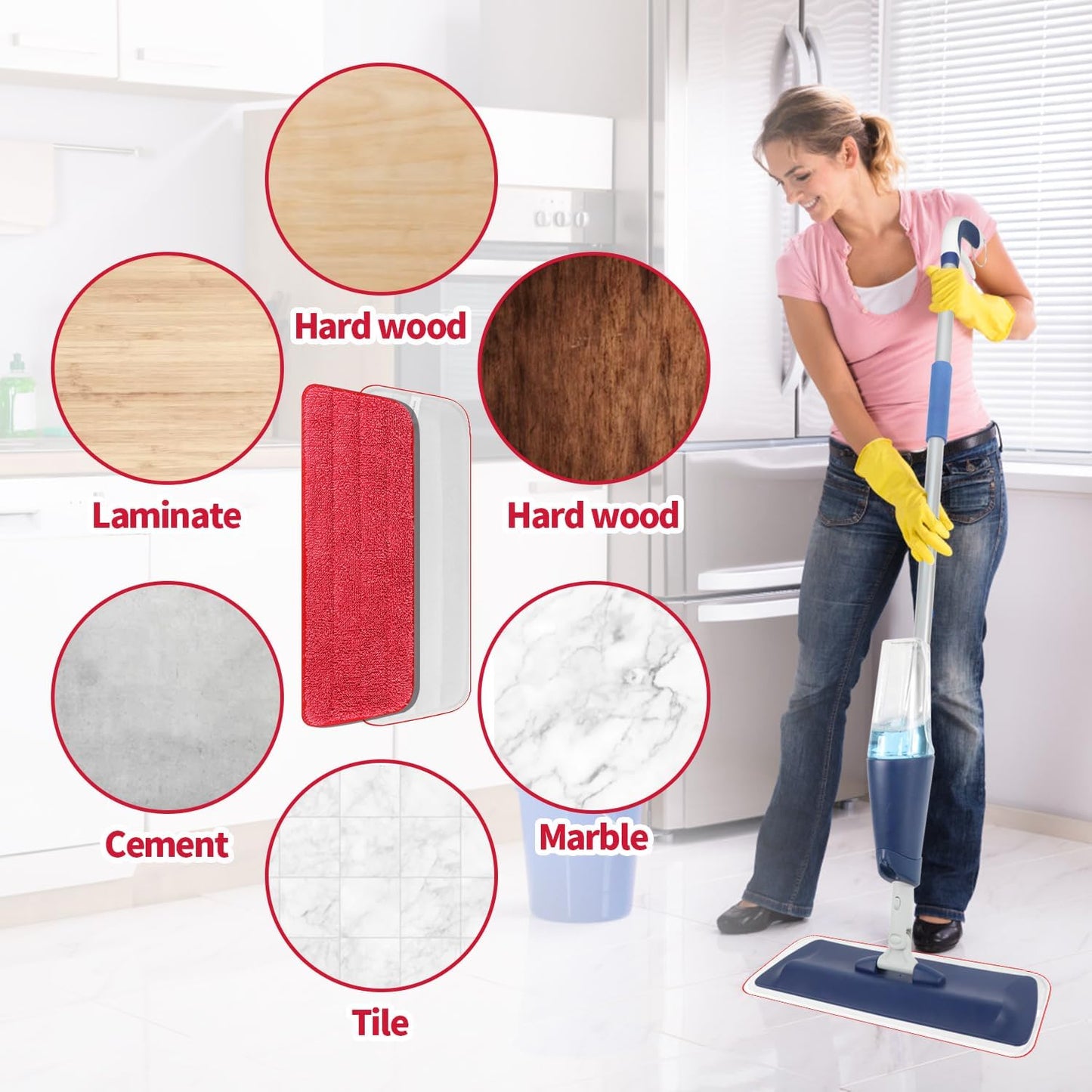3 Pack Microfiber Reusable Mop Pads, Wet/Dry Floor Cleaning Refill Mop Pads, Spray Mop Hard Wood Floor Mop Pads Refills, Machine Washable Power Mop Pads Replacement