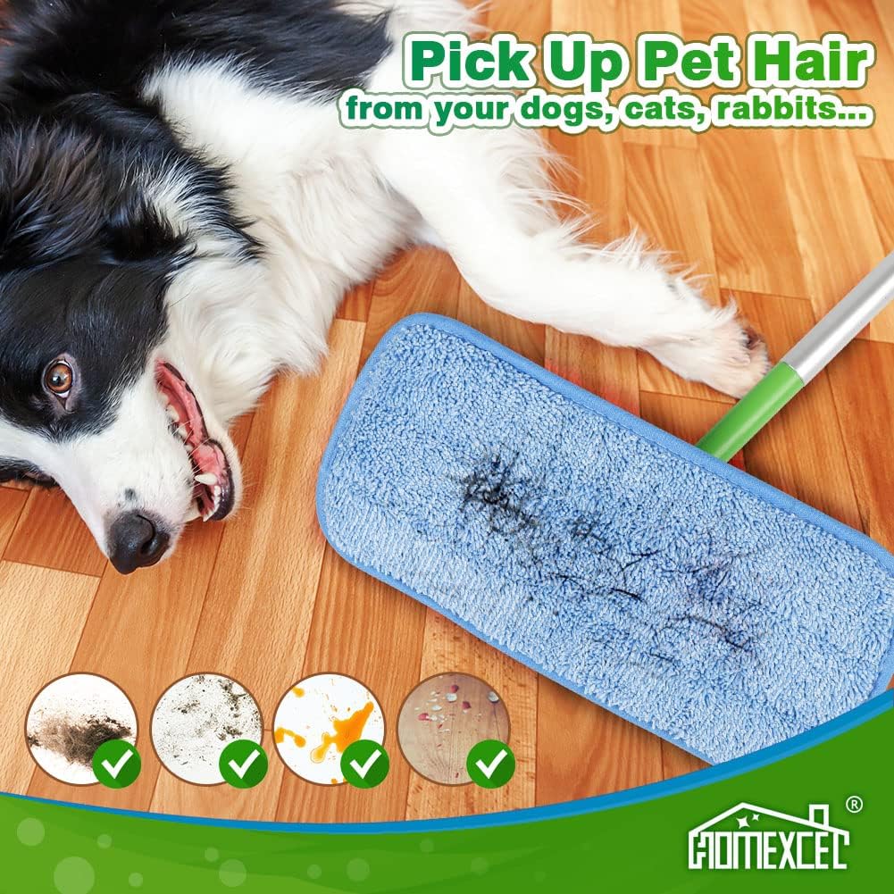 HOMEXCEL Microfiber Reusable Mop Pads Compatible with Swiffer Sweeper- Machine Washable Microfiber Pad Refills for Household Cleaning-Floor Cleaning Mop Head Pads Work Wet and Dry-Pack of 4