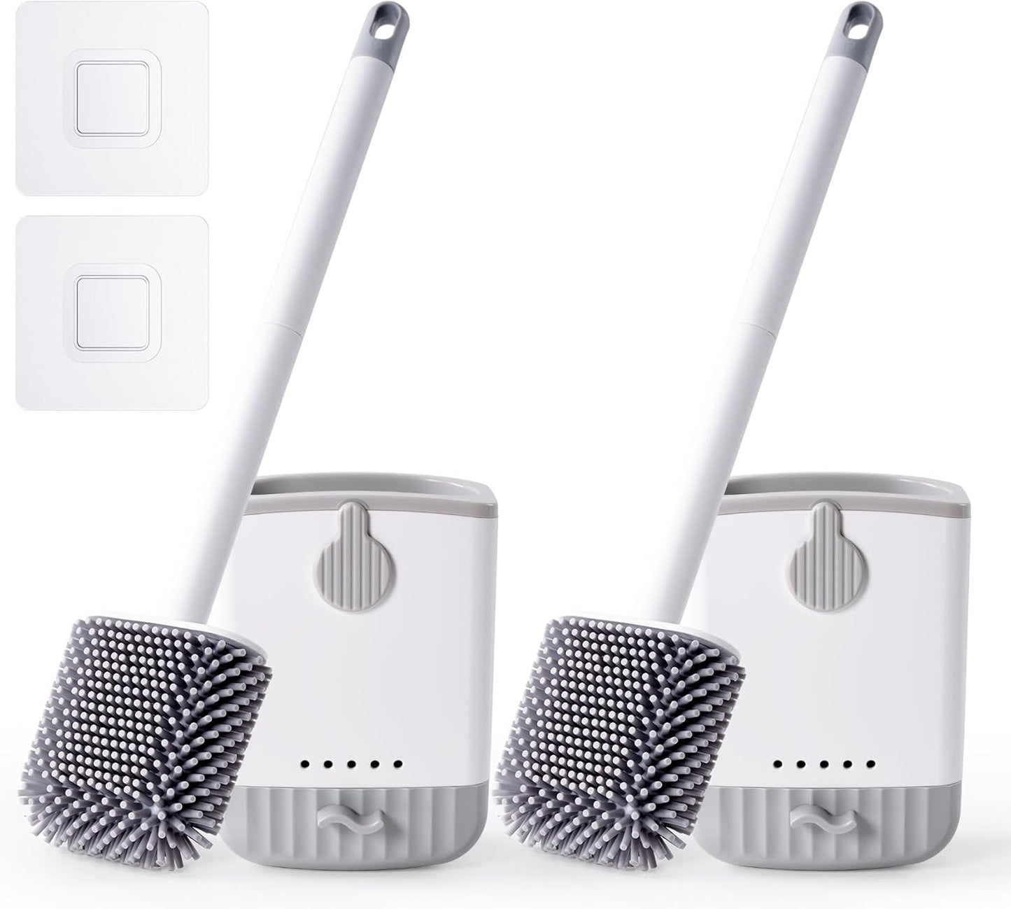 HONOVA Silicone Toilet Bowl Brush with Ventilated Holder, Toilet Brush and Holder Set，Floor Standing & Wall Mounted, Drip-Proof, Toilet Cleaner Brush for RV Travel, Camper, Family Bathroom（White）