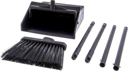 Carlisle FoodService Products Duo-Pan Upright Dust Pan and Broom Set, Essential Cleaning Tools for Home and Commercial Use, 36" Handle, 1 Count, Black