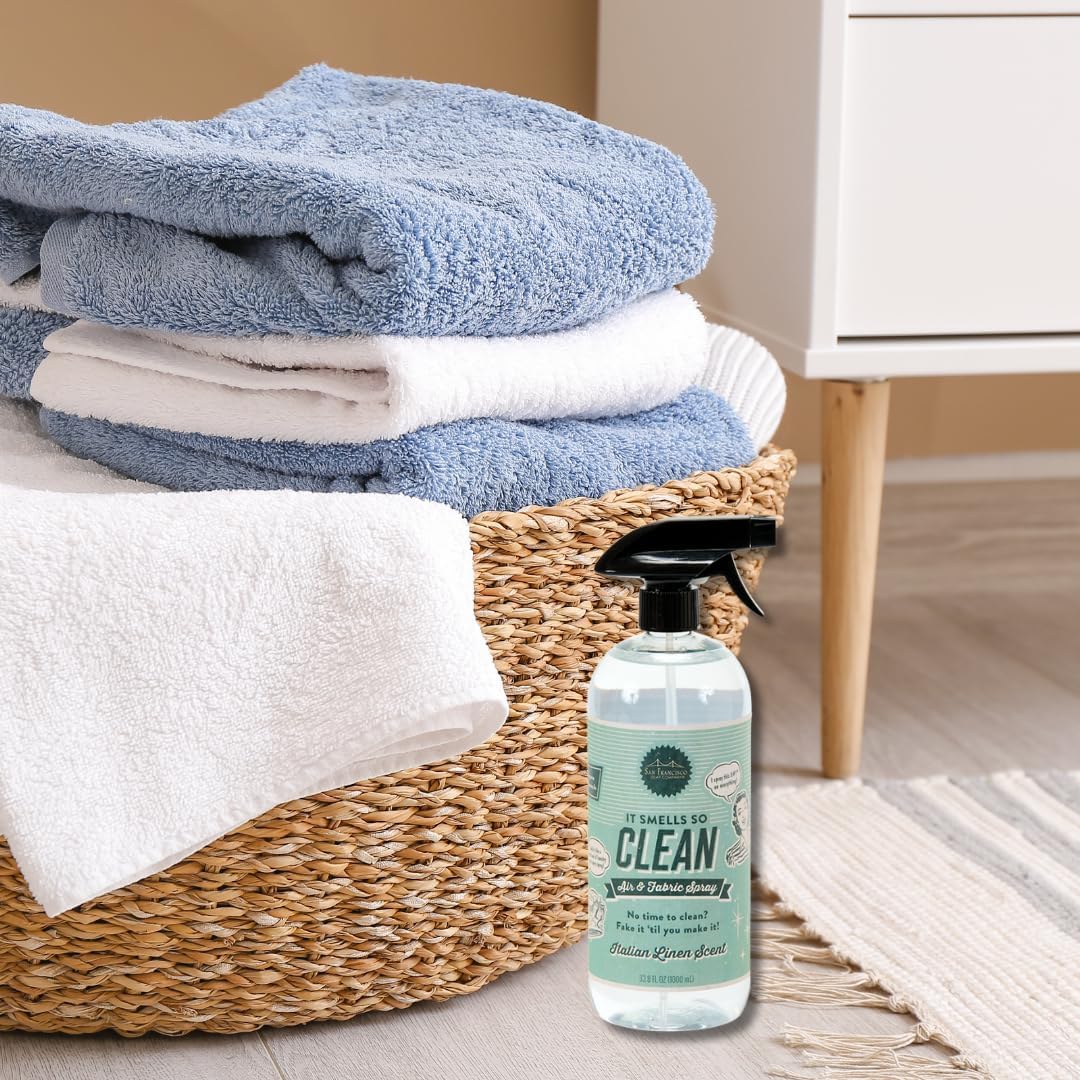 San Francisco Soap Company Smells So Clean Linen Spray | Egyptian Cotton | 33.8 Fl Oz | Fresh Spray | Multi-Purpose And Dye Free