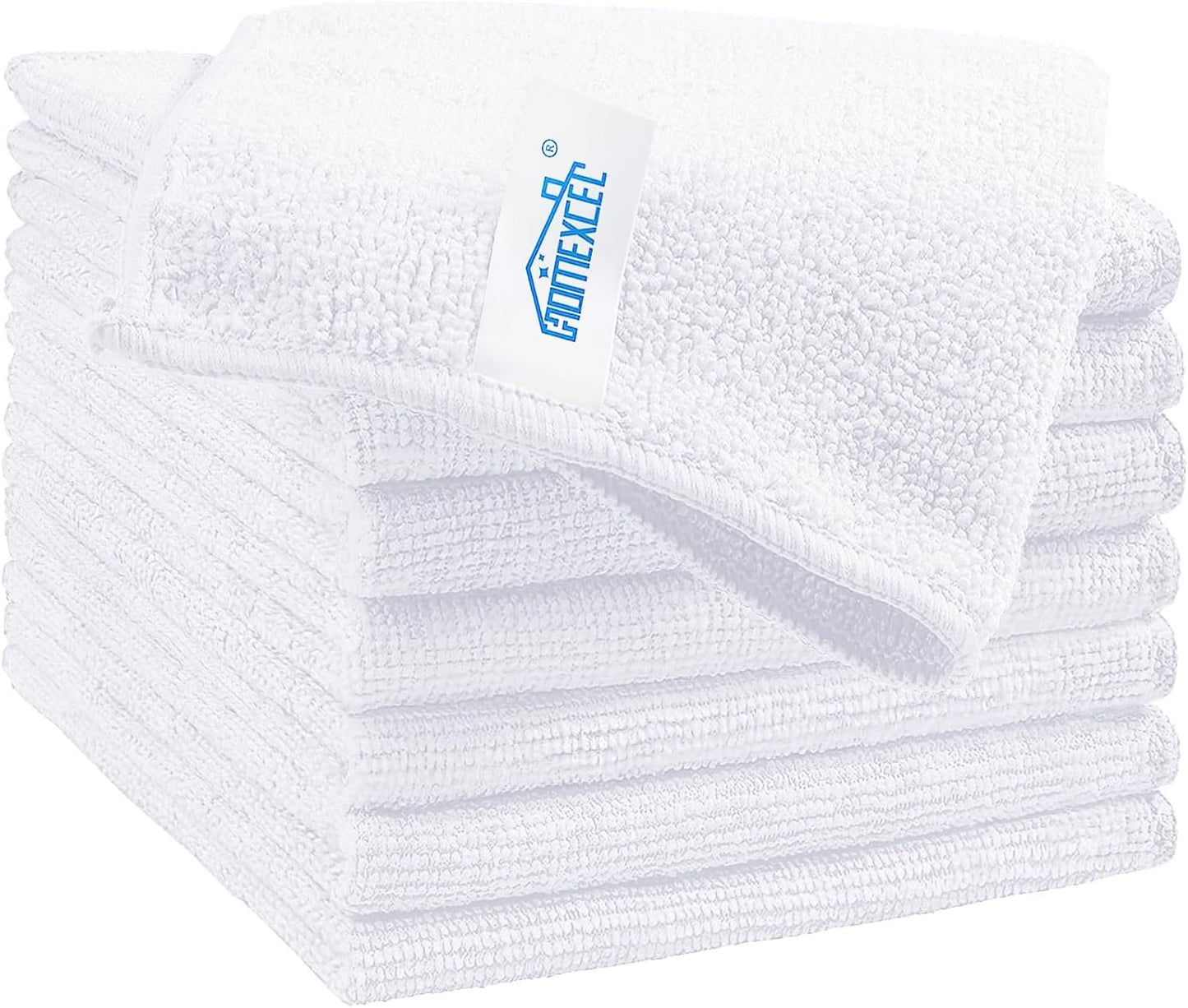 HOMEXCEL Microfiber Cleaning Cloth 210GSM, Pack of 12, Size:11.5" x 11.5", Ultra-Soft, High-Density Non-Abrasive Cleaning Towels for Cars, Glass, Kitchen, Reusable Rags, Blue/Green/Yellow/Pink