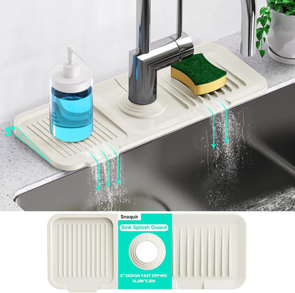 24 Inch Longer Faucet Mat for Kitchen Sink, 5° Slope Fast Self-draining, Kitchen Sink Splash Guard Silicone Sink Faucet Mat Splash Guard Kitchen Sink Area Tidy Splash Faucet Guard Draining Mat
