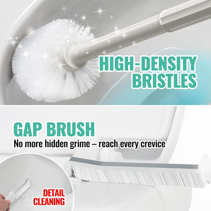2 Pack 4 in 1 Toilet Brush and Plunger Set with Crevice Cleaning Brush, Toilet Plunger and Brush Set with Extra Long Handle, Plungers for Bathroom Accessories, Toilet Plunger with Holder, Black, Pack