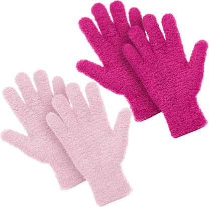 Patelai 2 Pairs Microfiber Gloves for plants Dusting Cleaning Glove Mittens House Cars Blinds Dusting(Blue, Grass Green,Large)