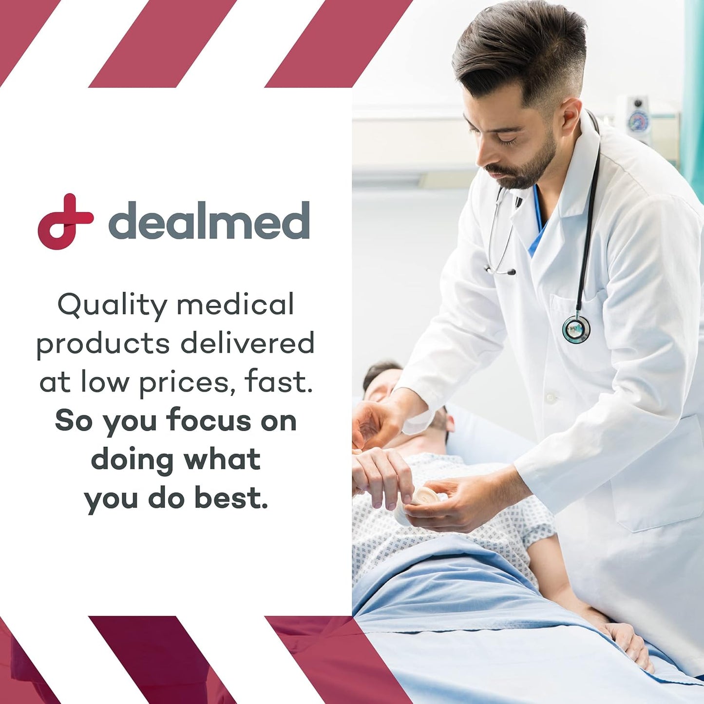 Dealmed 200 Sterile Alcohol Prep Pads Isopropyl Wipes Individually Wrapped Medium Square, 2-Ply for Cuts Scrapes and General Cleansing