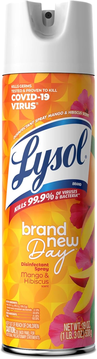 Lysol Disinfectant Spray, Household Essential Cleaning Supplies, Multi-Purpose Room Spray, Antibacterial Sanitizer Spray, Upholstery Deodorizer, Home and Bathroom, Crisp Linen,19 Fl Oz