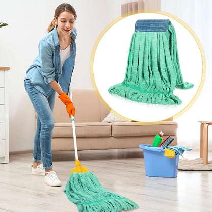 Lallisa 4 Pcs Commercial Mop Head Replacement Tube Microfiber Industrial Looped End Mop Heads Refill for Floor Cleaning for Home Commercial Industrial Use(Large,Blue)