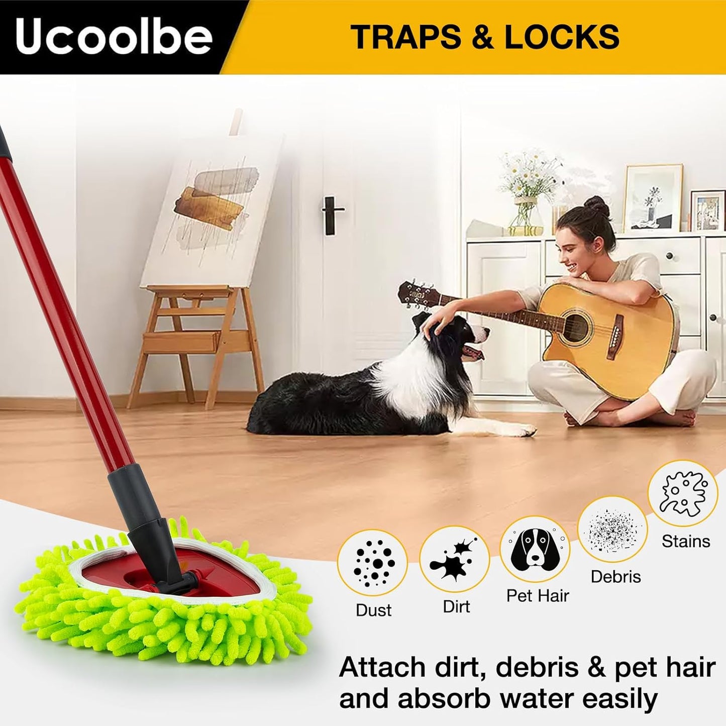 Spin Mop Scrub Brush for O-Cedar EasyWring 1 Tank System, Scrubber Brush Replacement Head with Stiff Bristle, Great for Bathroom, Kitchen, Pool, Glass and Tile Walls, No Include Mop Handle and Base