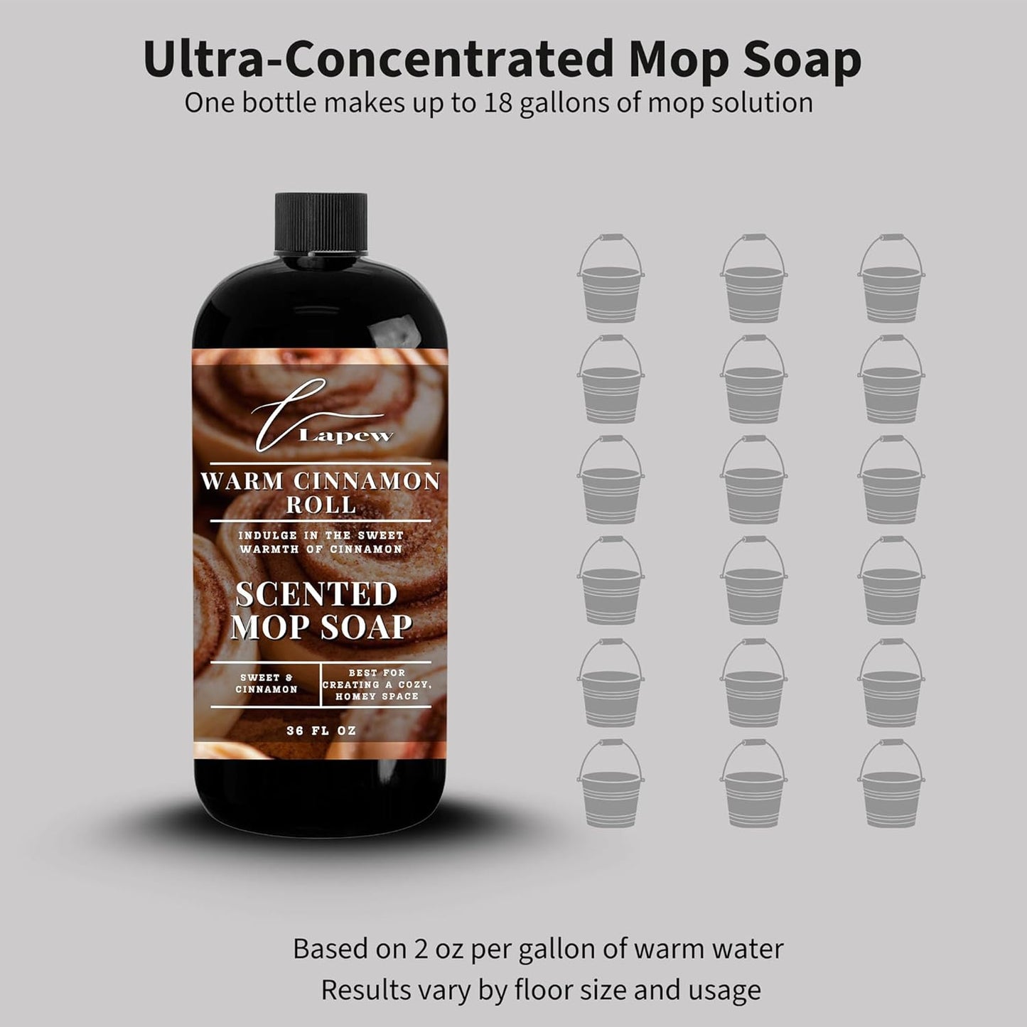 Lapew Santal Scented Mop Soap - Luxury Floor Cleaner Concentrate for Mopping Tile, Laminate, Vinyl & Hardwood | Streak-Free, Low-Foam | 36 oz - Colors A