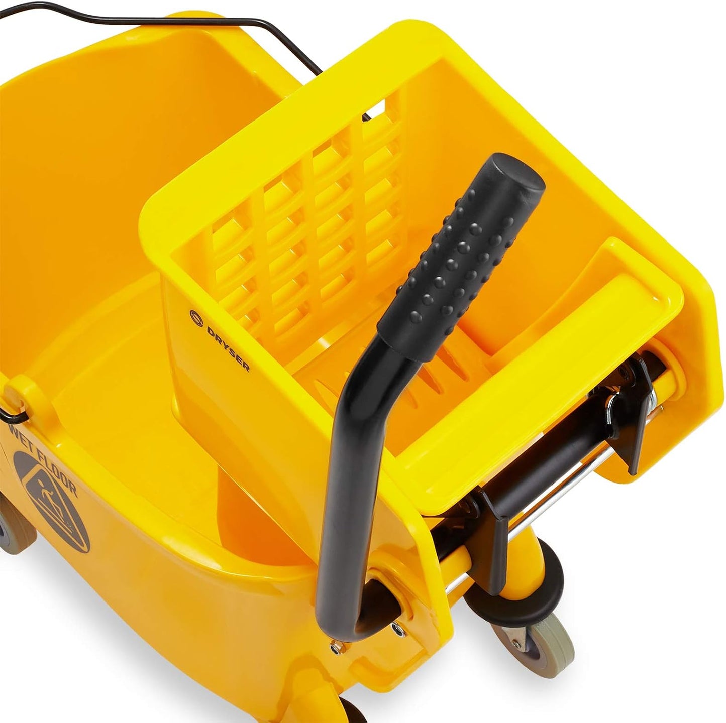 Dryser Commercial Mop Bucket with Side Press Wringer, 26 Quart, Black