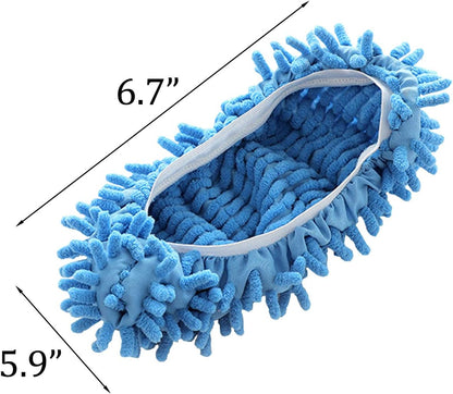 Acronde 5Pairs Multi Function Duster Mop Slippers Shoes Cover Chenille Fiber Washable Foot Socks Floor Cleaning Tools Shoe Cover for Bathroom, Office, Kitchen, House Polishing Cleaning