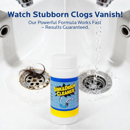 Sink and Drain Cleaner Powder Kit: Fast-Acting Clogged Pipe Opener for Kitchen Bathroom Pipes and Floor Drains - Drain Clog Remover for Routine Home Plumbing Maintenance (400 g)